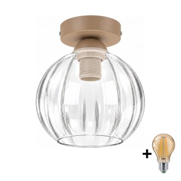BRILAGI - LED плафон RETRO GLASS 1xE27/60W/230V Ø 18 см бежов/прозрачен