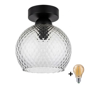 BRILAGI - LED плафон RETRO GLASS 1xE27/60W/230V Ø 18 см черен/димно сив