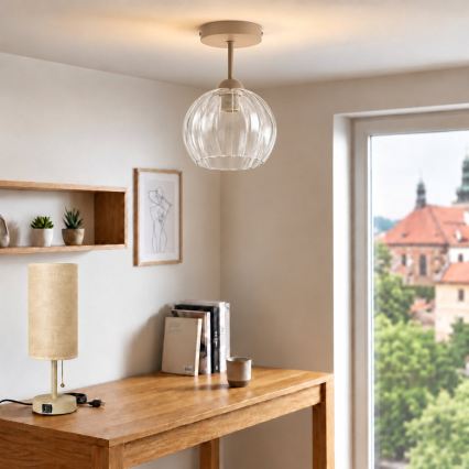 BRILAGI - LED плафон RETRO GLASS 1xE27/60W/230V Ø 25 см бежов/прозрачен