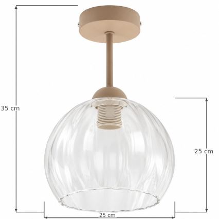 BRILAGI - LED плафон RETRO GLASS 1xE27/60W/230V Ø 25 см бежов/прозрачен