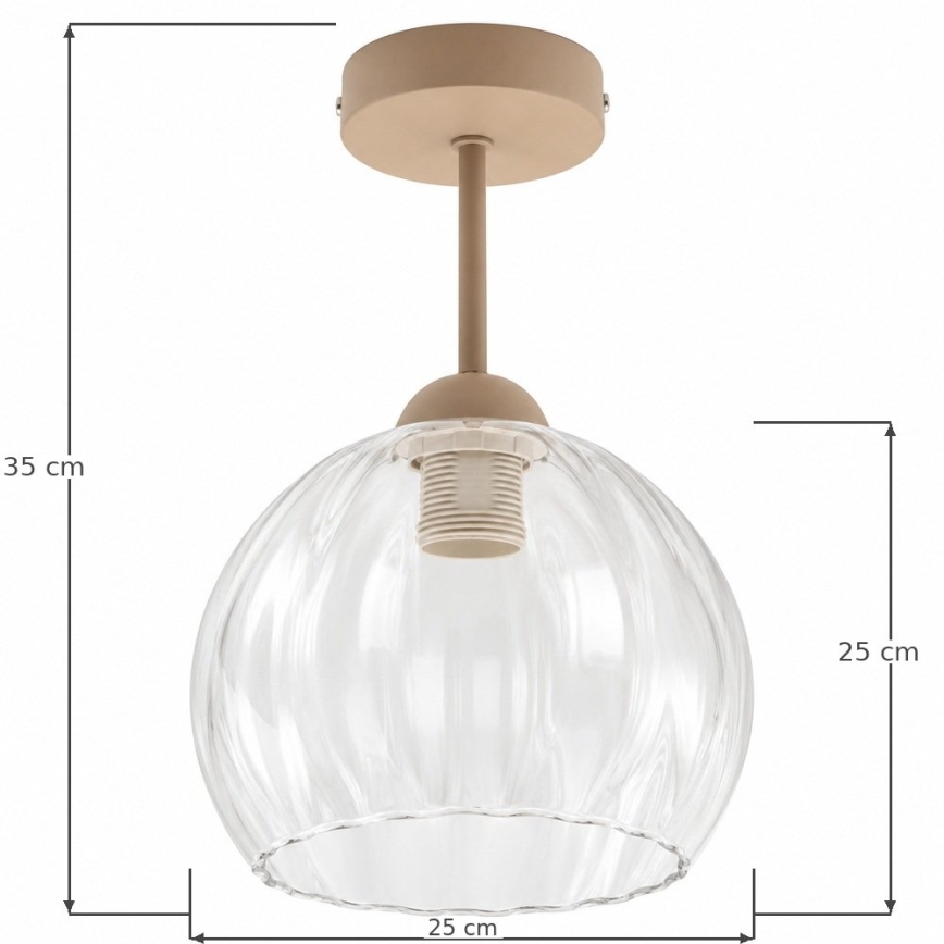BRILAGI - LED плафон RETRO GLASS 1xE27/60W/230V Ø 25 см бежов/прозрачен