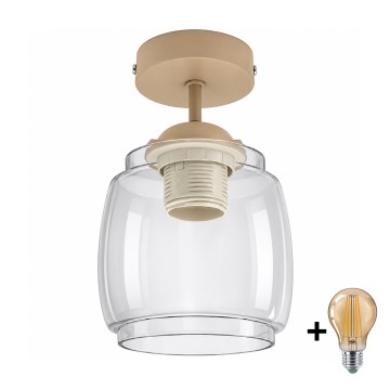 BRILAGI - LED Плафон RETRO GLASS 1xE27/60W/230V Ø 26 см бежово/димно сиво