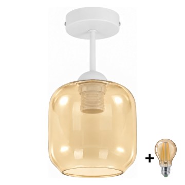 BRILAGI - LED плафон RETRO GLASS 1xE27/60W/230V Ø14 см бял/димно-бежов