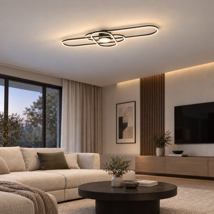 BRILAGI - димируемо LED таванно осветително тяло APOLLO LED/58W/230V 3000-6500K 43,2x101,2 см черно + дистанционно управление