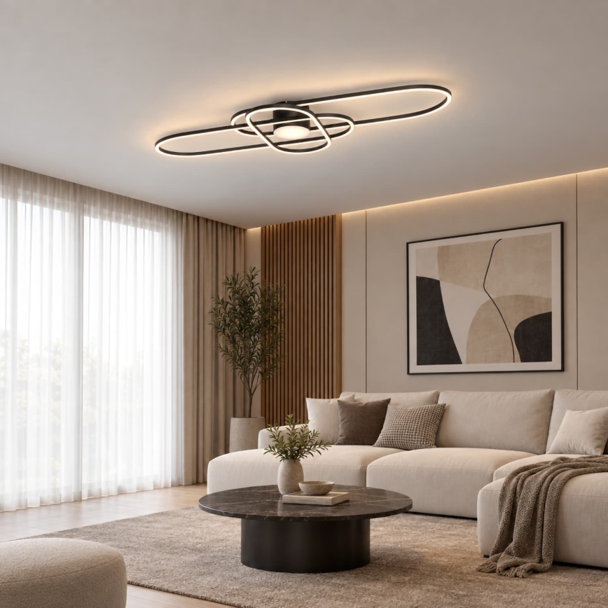 BRILAGI - димируемо LED таванно осветително тяло APOLLO LED/58W/230V 3000-6500K 43,2x101,2 см черно + дистанционно управление
