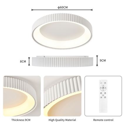 Brilagi - димируемо LED таванно осветително тяло FALCON MODERN LED/54W/230V 3000-6000K 60 cm бяло + дистанционно управление