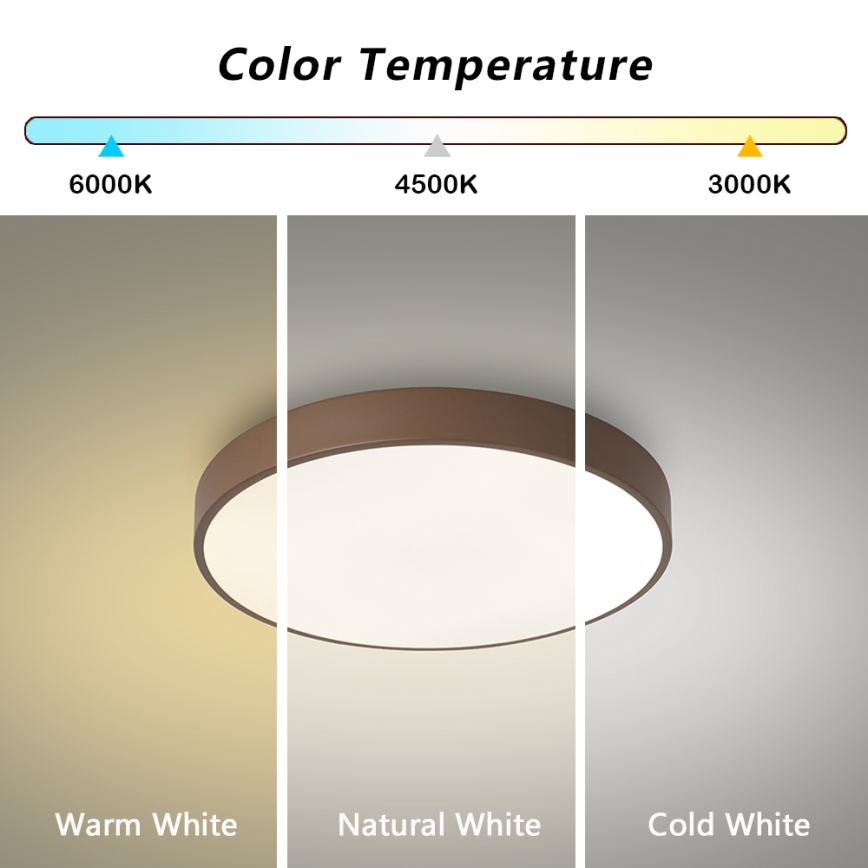Brilagi - Димируемо LED таванно осветително тяло POOL LED/48W/230V 3000-6000K Ø 40 cm кафяво + дистанционно управление