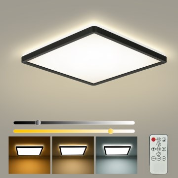 Brilagi - LED плафон с възможност за димиране ULTRA SLIM LED/18W/230V 2700-6500K 30x30 cm черен + дистанционно управление