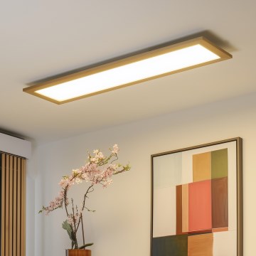 Brilagi - LED плафон SLIMFRAME WOOD с димиране, LED/58W/230V, 124x34 cm, 3000-6000K, кафяв + дистанционно управление