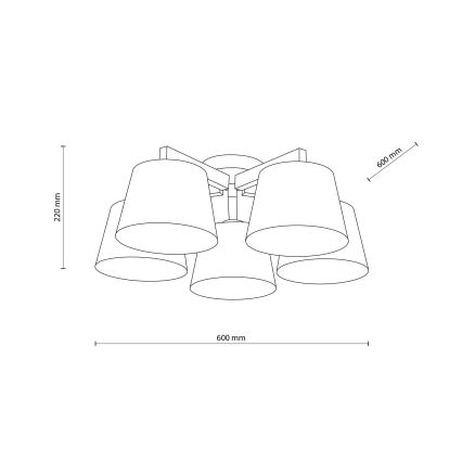 BRILAGI - LED плафонен полилей LATTE 5xE27/15W/230V боров/кремов