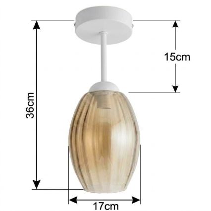 BRILAGI - LED повърхностно монтиран полилей RETRO GLASS 1xE27/60W/230V Ø 17 см бял/димчато бежов
