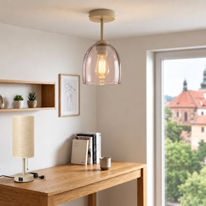 BRILAGI - LED Повърхностно монтиран полилей RETRO GLASS 1xE27/60W/230V Ø 17 см бежова/димчато бежова