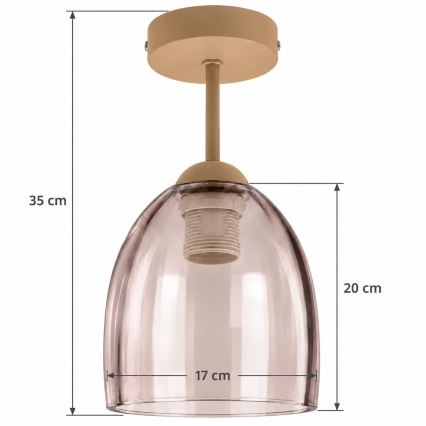 BRILAGI - LED Повърхностно монтиран полилей RETRO GLASS 1xE27/60W/230V Ø 17 см бежова/димчато бежова