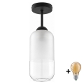BRILAGI - LED плафонен полилей RETRO GLASS 1xE27/60W/230V диаметър 14 см черно/бяло