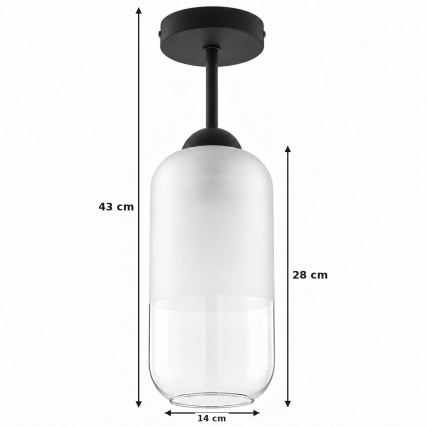 BRILAGI - LED плафонен полилей RETRO GLASS 1xE27/60W/230V диаметър 14 см черно/бяло