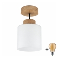 BRILAGI - LED плафонен полилей RETRO GLASS 1xE27/60W/230V Ø 10 см дъб/бял