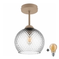 BRILAGI - LED плафонен полилей RETRO GLASS 1xE27/60W/230V Ø 18 см бежов/димносив