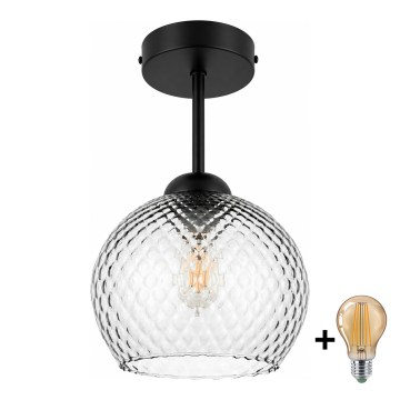 BRILAGI - LED Плафонен полилей RETRO GLASS 1xE27/60W/230V Ø 18 см черен/димно сиво