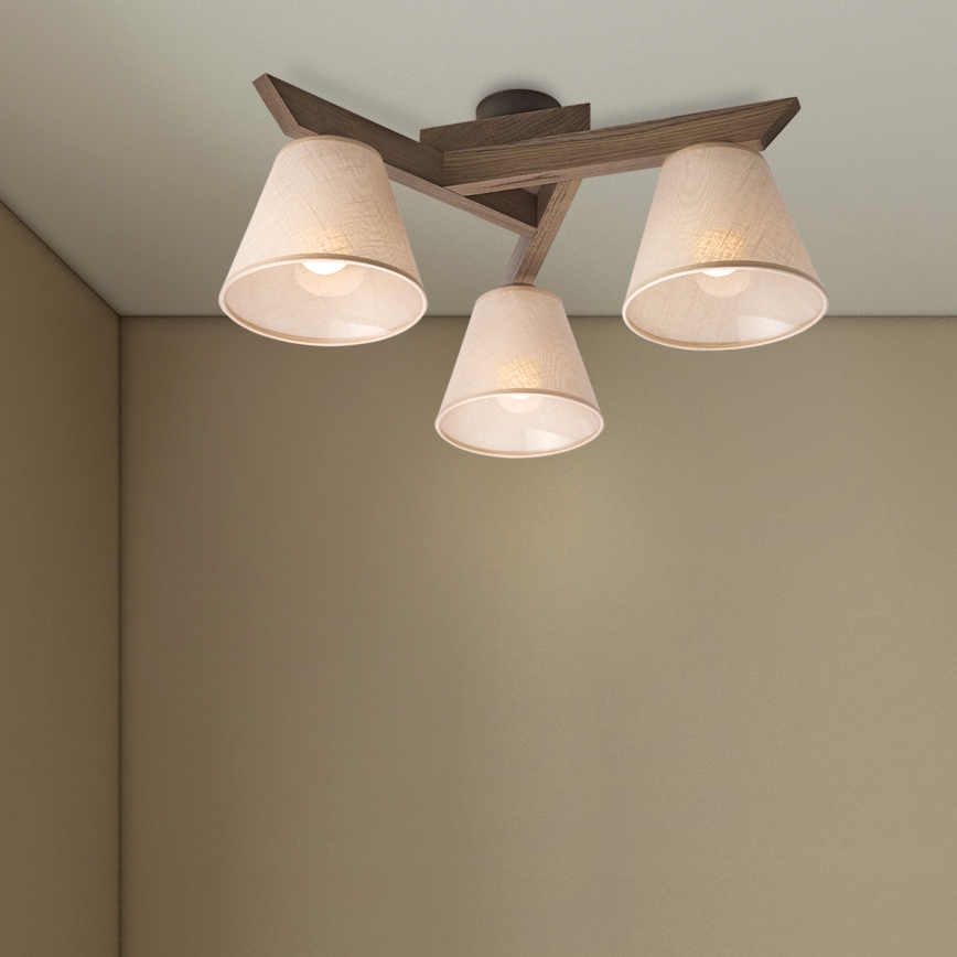 Brilagi - LED Плафониера ANTHONY 3xE14/40W/230V дъб орех/бежово