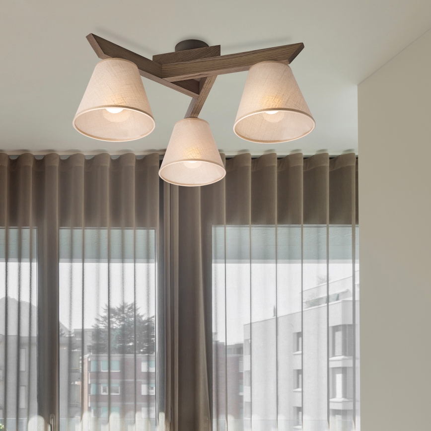 Brilagi - LED Плафониера ANTHONY 3xE14/40W/230V дъб орех/бежово
