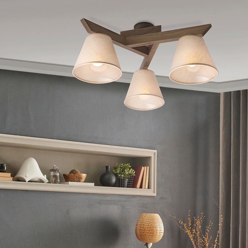 Brilagi - LED Плафониера ANTHONY 3xE14/40W/230V дъб орех/бежово