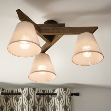 Brilagi - LED Плафониера ANTHONY 3xE14/40W/230V дъб орех/бежово