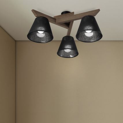 Brilagi - LED Плафониера ANTHONY 3xE14/40W/230V дъб орех/черен