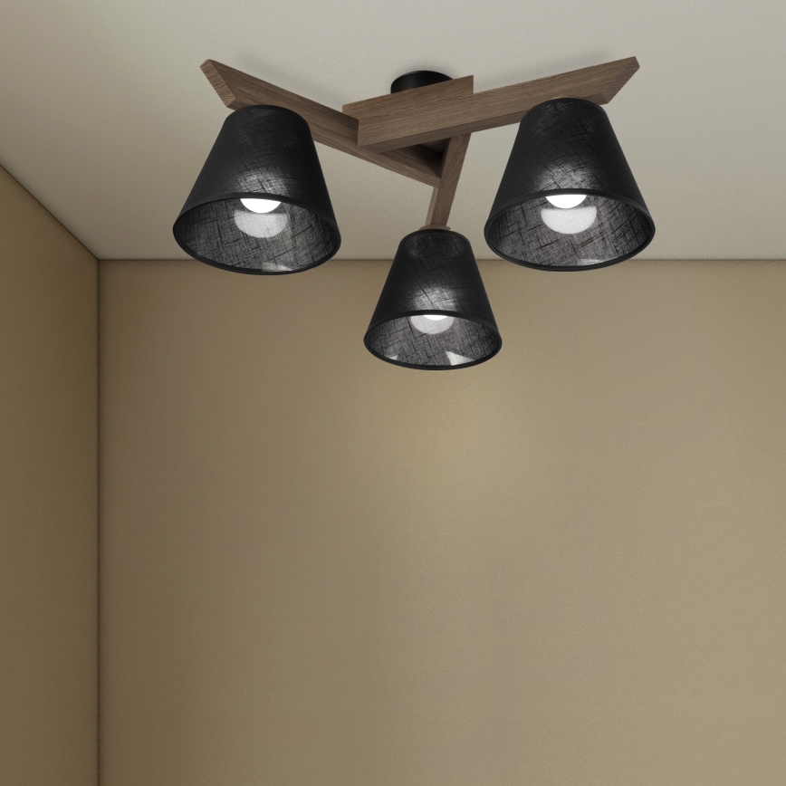 Brilagi - LED Плафониера ANTHONY 3xE14/40W/230V дъб орех/черен