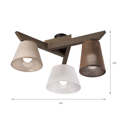 Brilagi - LED Плафониера ANTHONY 3xE14/40W/230V дъб орех