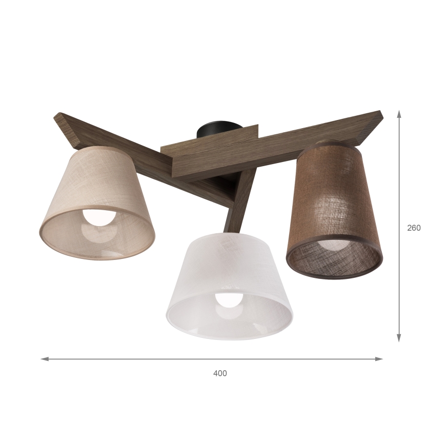 Brilagi - LED Плафониера ANTHONY 3xE14/40W/230V дъб орех