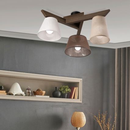 Brilagi - LED Плафониера ANTHONY 3xE14/40W/230V дъб орех