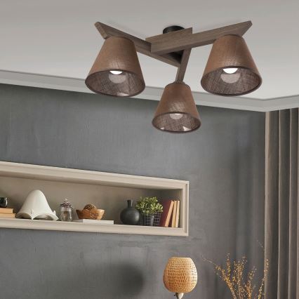 Brilagi - LED Плафониера ANTHONY 3xE14/40W/230V дъб орех/кафяво