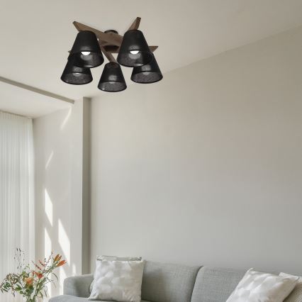 Brilagi - LED Плафониера ANTHONY 5xE14/40W/230V дъб орех/черен