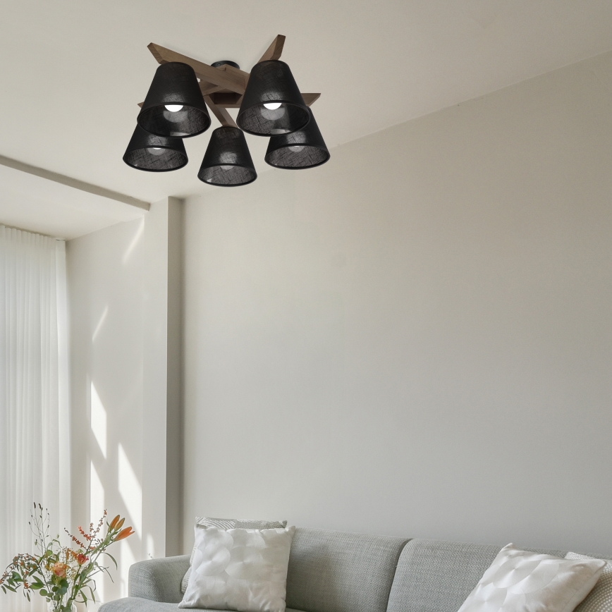 Brilagi - LED Плафониера ANTHONY 5xE14/40W/230V дъб орех/черен