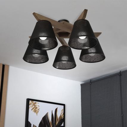 Brilagi - LED Плафониера ANTHONY 5xE14/40W/230V дъб орех/черен