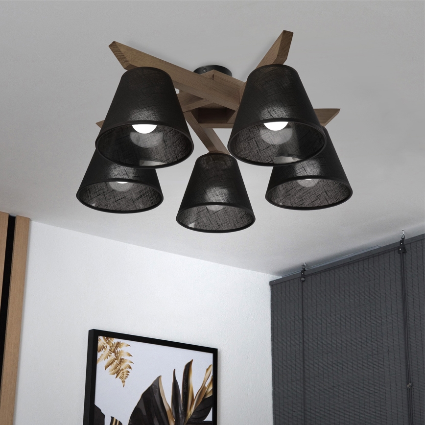 Brilagi - LED Плафониера ANTHONY 5xE14/40W/230V дъб орех/черен