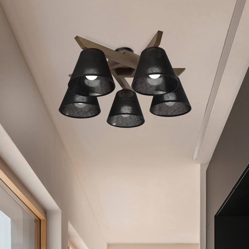 Brilagi - LED Плафониера ANTHONY 5xE14/40W/230V дъб орех/черен