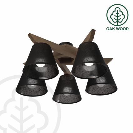 Brilagi - LED Плафониера ANTHONY 5xE14/40W/230V дъб орех/черен