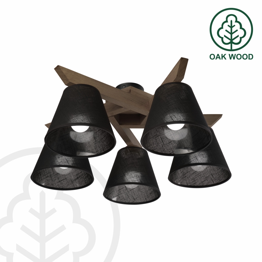 Brilagi - LED Плафониера ANTHONY 5xE14/40W/230V дъб орех/черен