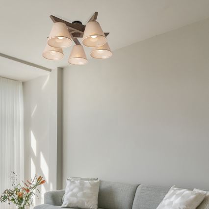 Brilagi - LED Плафониера ANTHONY 5xE14/40W/230V дъб орех/бежово