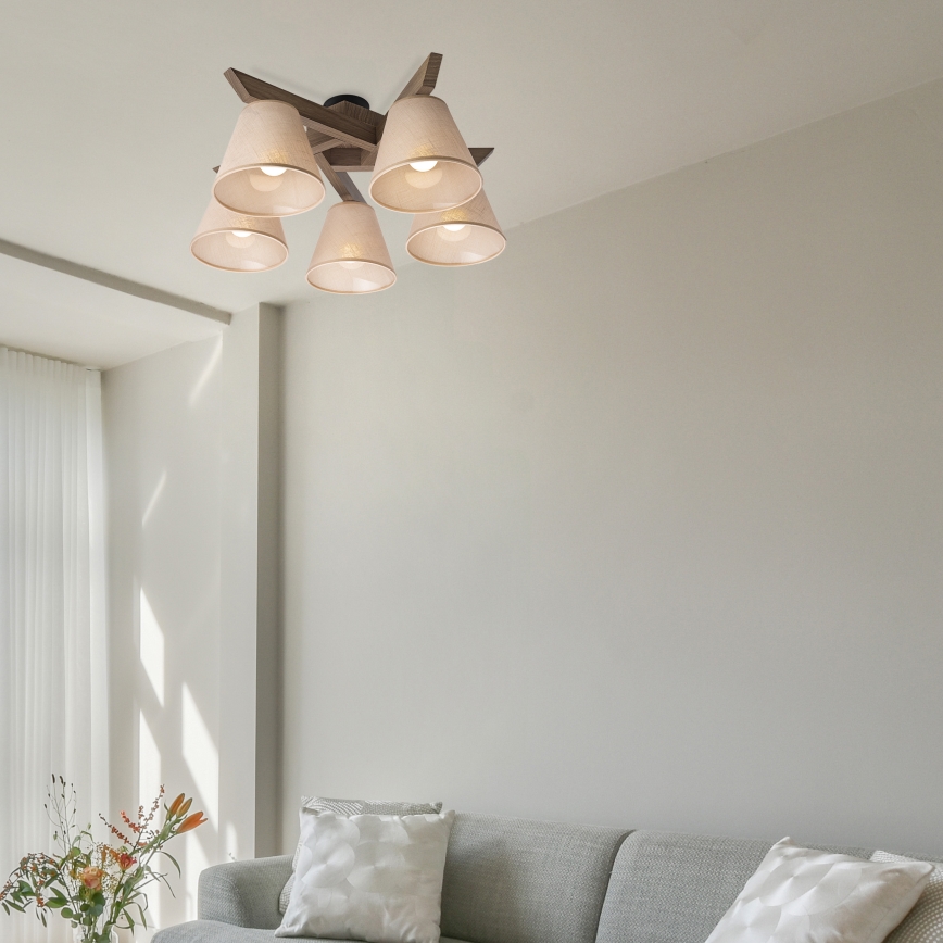 Brilagi - LED Плафониера ANTHONY 5xE14/40W/230V дъб орех/бежово