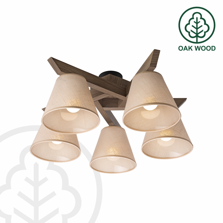 Brilagi - LED Плафониера ANTHONY 5xE14/40W/230V дъб орех/бежово