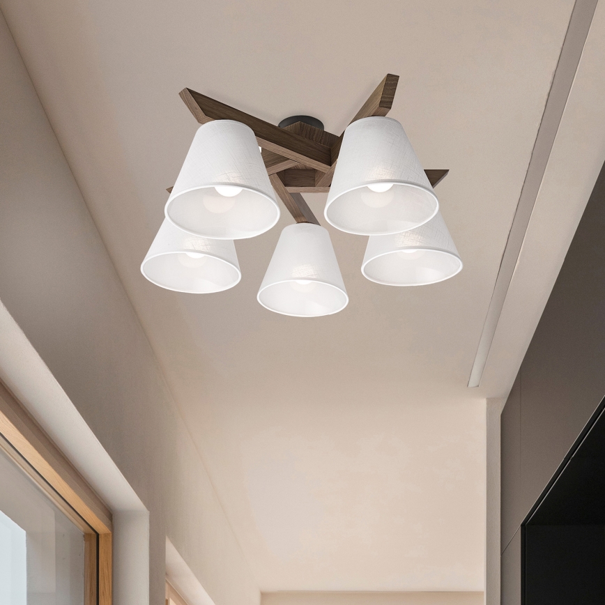 Brilagi - LED Плафониера ANTHONY 5xE14/40W/230V дъб орех/бяло
