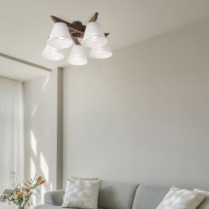 Brilagi - LED Плафониера ANTHONY 5xE14/40W/230V дъб орех/бяло