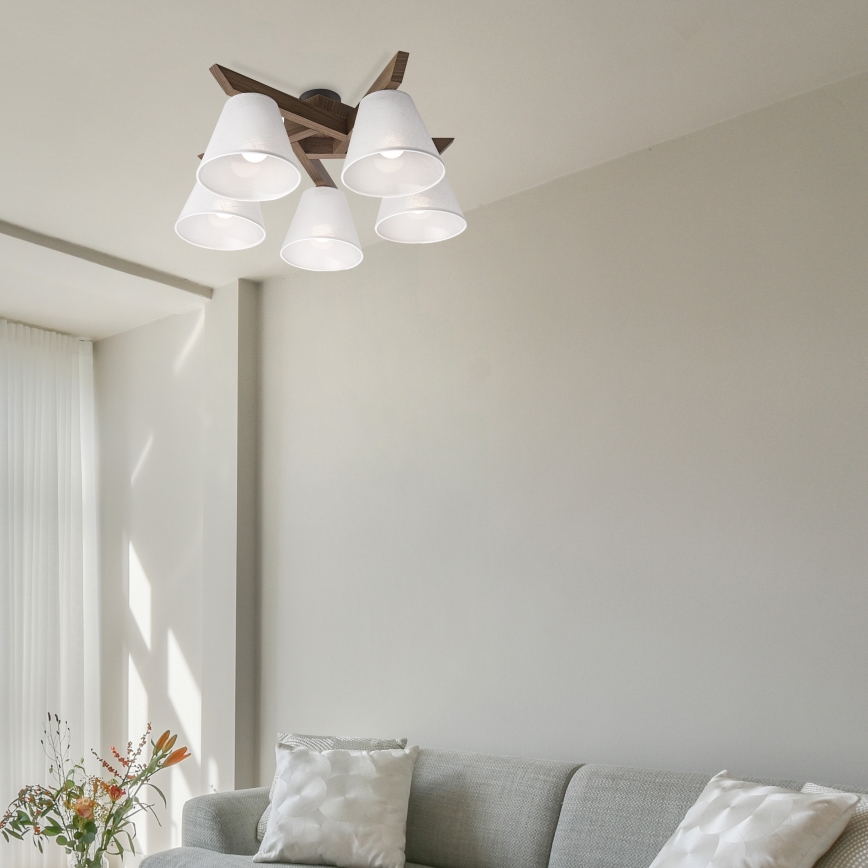 Brilagi - LED Плафониера ANTHONY 5xE14/40W/230V дъб орех/бяло