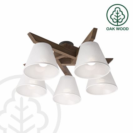 Brilagi - LED Плафониера ANTHONY 5xE14/40W/230V дъб орех/бяло