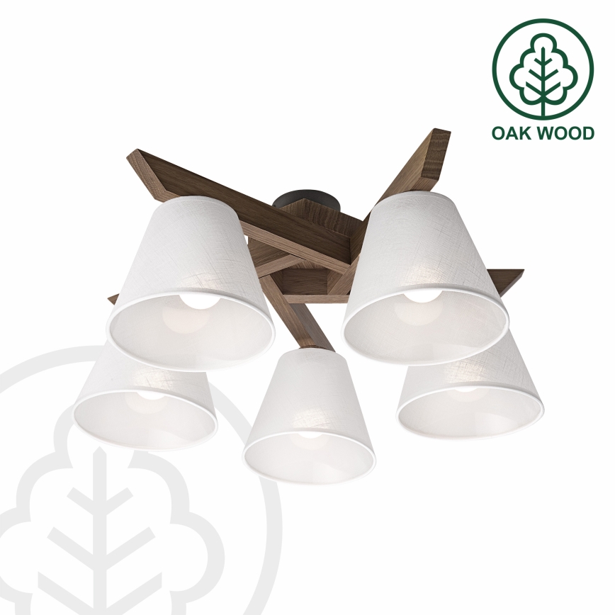 Brilagi - LED Плафониера ANTHONY 5xE14/40W/230V дъб орех/бяло