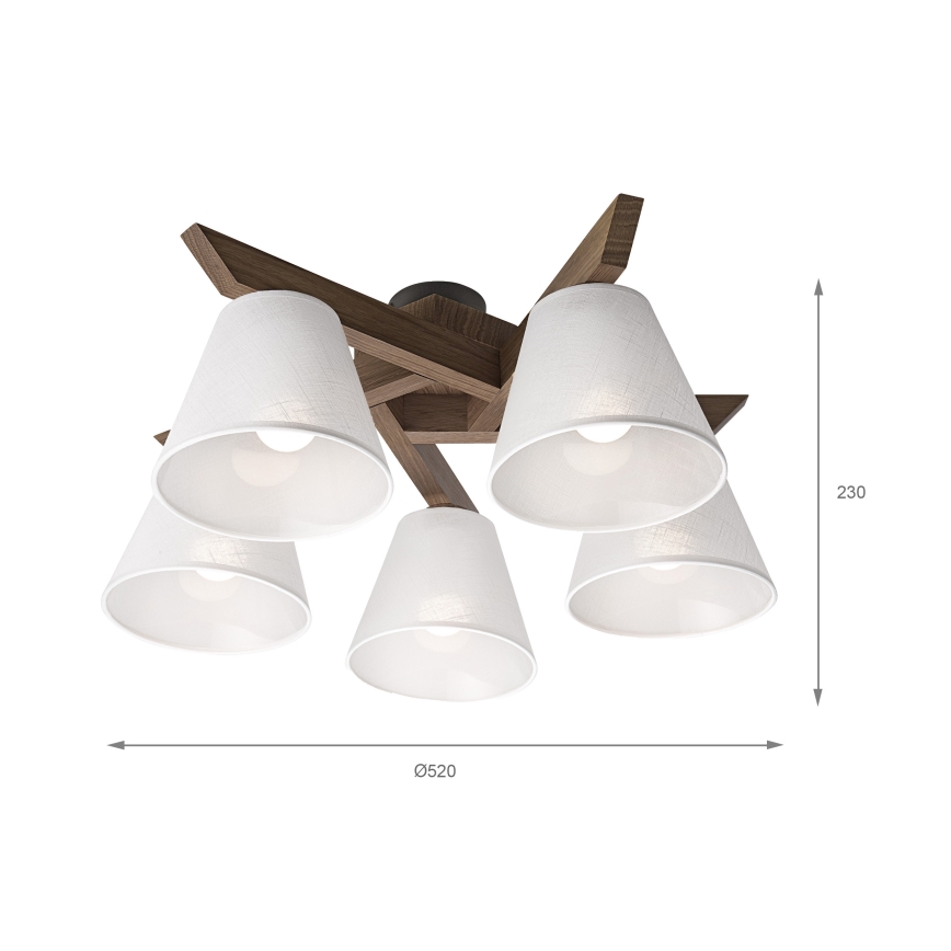 Brilagi - LED Плафониера ANTHONY 5xE14/40W/230V дъб орех/бяло