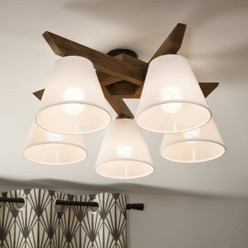 Brilagi - LED Плафониера ANTHONY 5xE14/40W/230V дъб орех/бяло