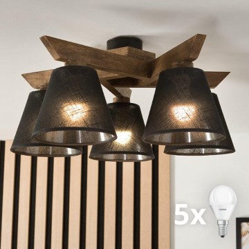 Brilagi - LED Плафониера ANTHONY 5xE14/40W/230V дъб орех/черен